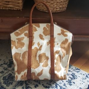 Garnet Hill Cowhide & leather crocodile handbag